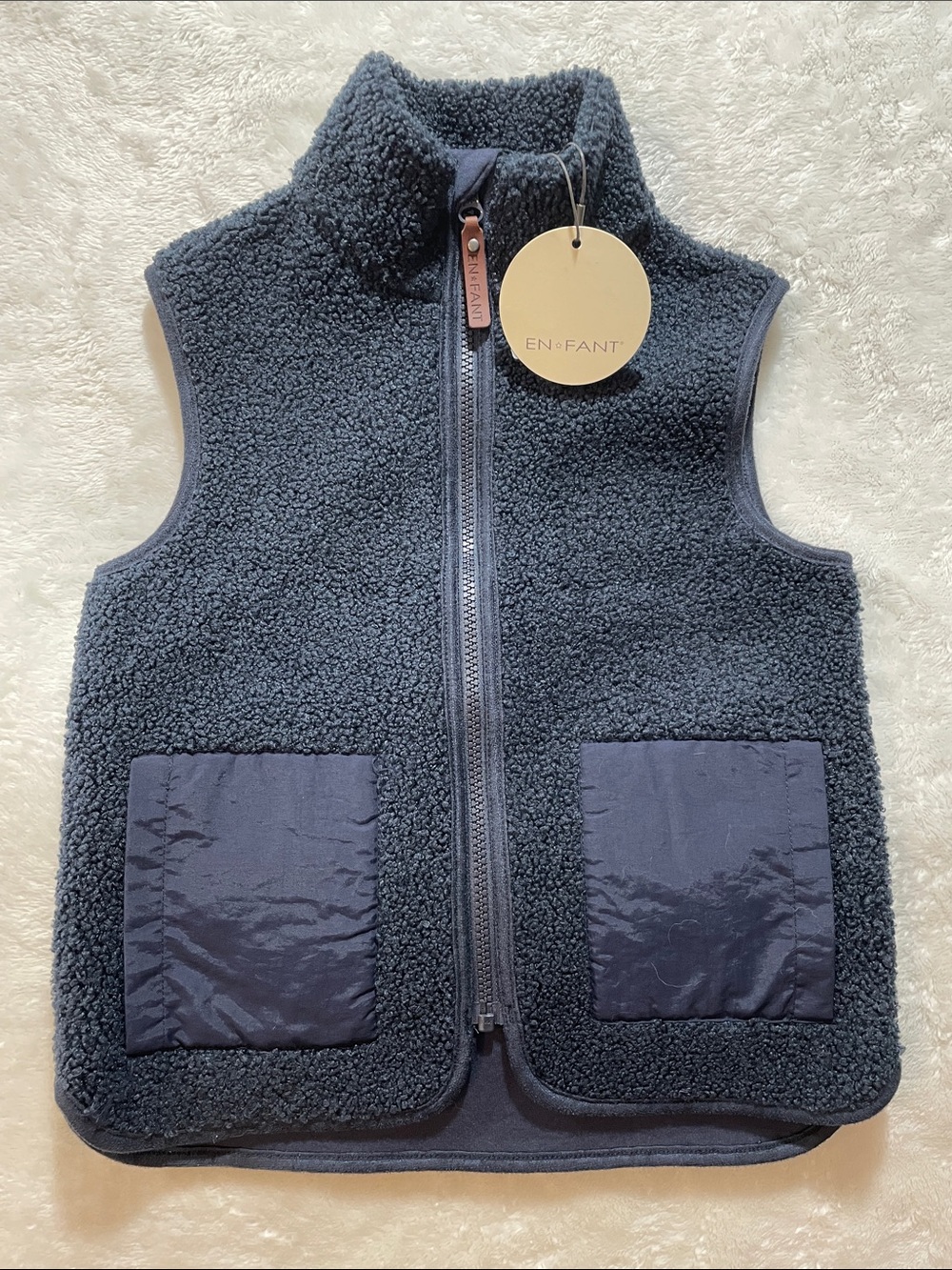 NWT ENFANT Navy Sherpa Vest Chatham Kids 5Y Teddy Waistcoat Jacket
